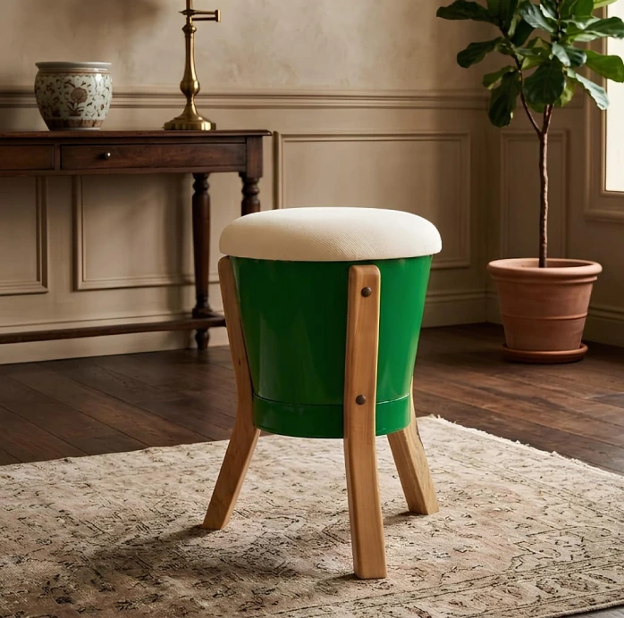 Green stool home decor collection